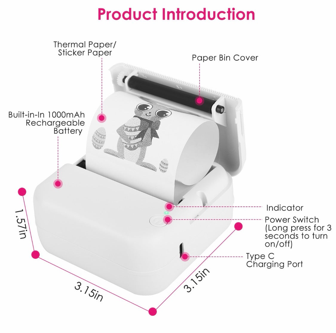 Pocket Mini Thermal Printer - No Ink Needed