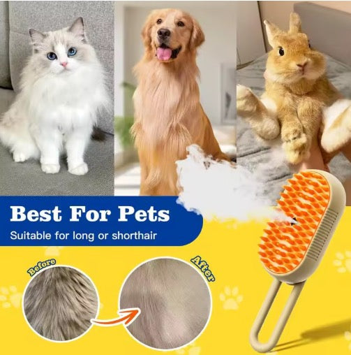 Pet Steam Brush Cat And Dog Deshedder Tool For Grooming And Hair Removal