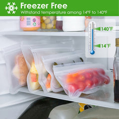 20Pcs Reusable Silicone Food Storage Bags - 5 Sizes Set