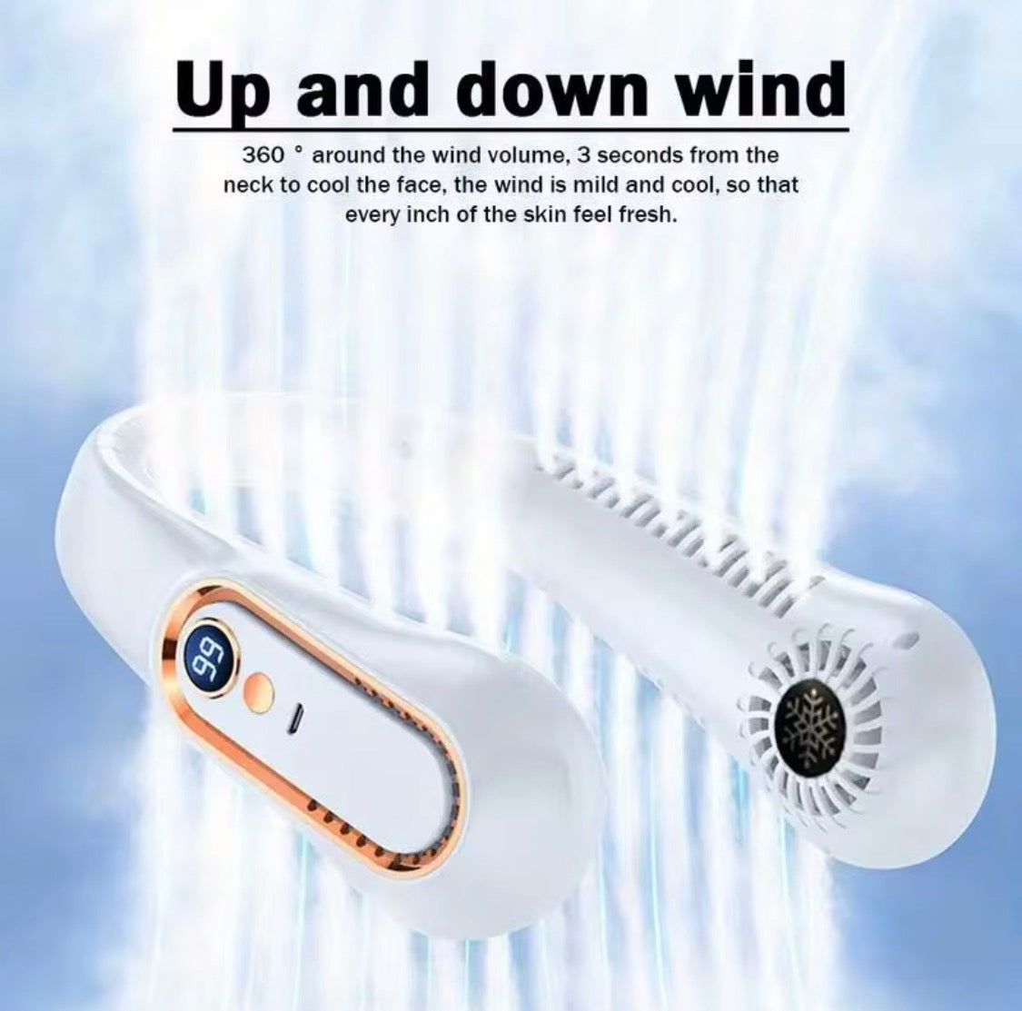 Portable Neck Fan - USB Rechargeable Bladeless Personal Cooling Fan with 5 Speed