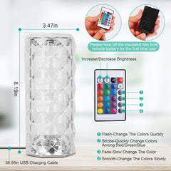 Crystal Diamond LED Lamp - 16 Colors + Remote